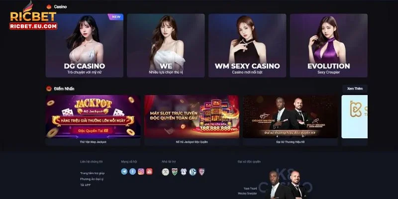 Sảnh chơi Live Casino hấp dẫn chỉ có tại RICBET.